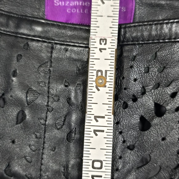 Suzanne Somers Collection Womens Black Genuine Leather Laser Cut Pants Size 20W - Picture 6 of 11